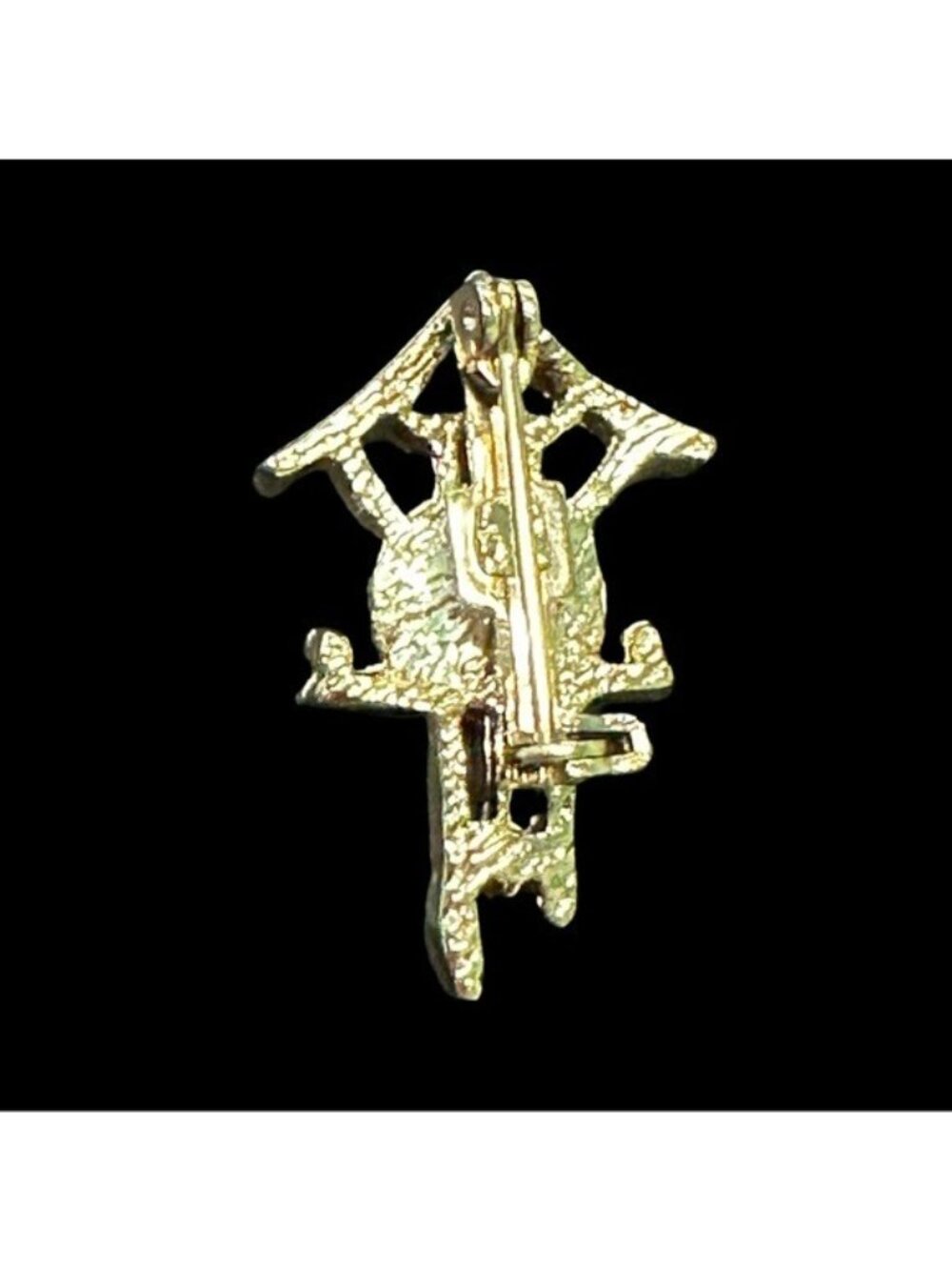 Vintage Brooch Clock Shaped Gold Tone Cream Enamel 1.5 Inch Womens Gift - Picture 2 of 4